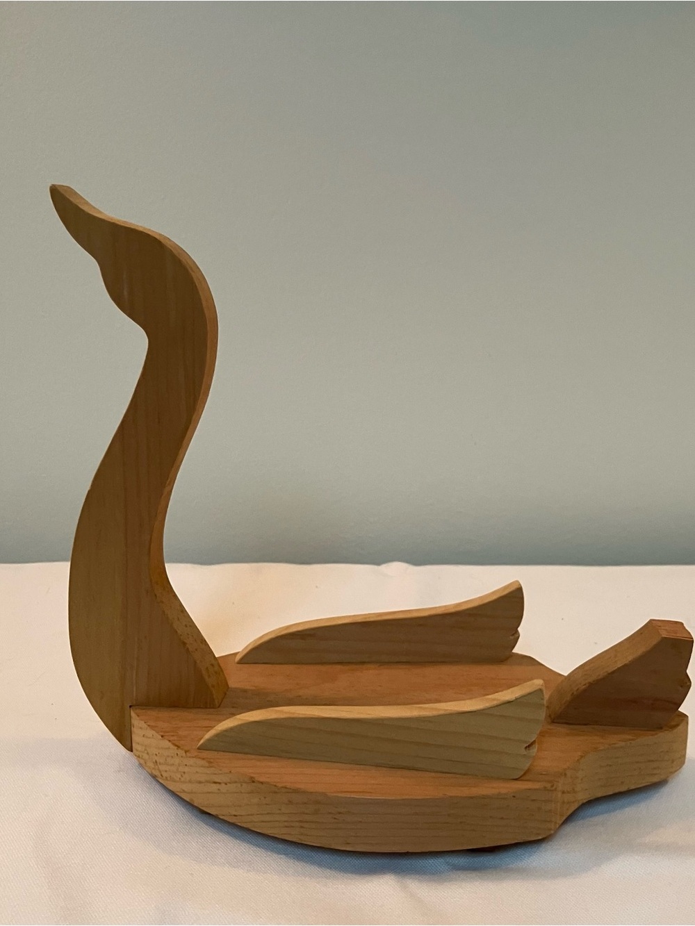 Handmade Wooden Swan Goose Display Holder Decor Cottage Core Country Farmhouse